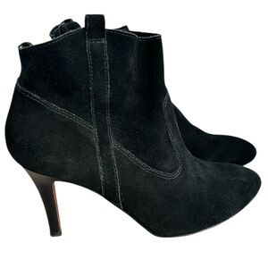 Nine West Black Suede Ankle Boots Size 9.5 Stiletto Heel Classic western